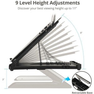 SIIG Adjustable Riser Stand Holder for Laptop up to 17" - Ergonomic Laptop Stand with 9 Level Tilt Adjustment, Cooling Kno