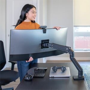 Ergotron Mounting Arm for Monitor, Display Screen, Curved Screen Display - Black - Landscape/Portrait - Height Adjustable 