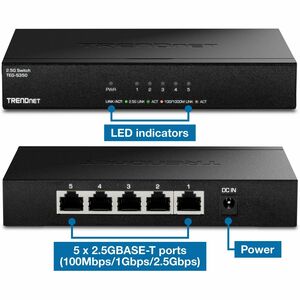 TRENDnet TEG-S350 5 Ports Ethernet Switch - 2.5 Gigabit Ethernet - 2.5GBase-X - TAA Compliant - 2 Layer Supported - 9.50 W