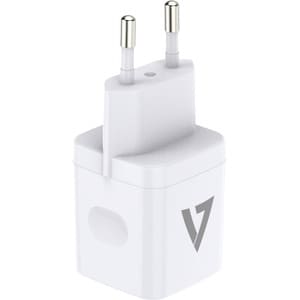 V7 ACUSBC20WPD-BDL-1E 20 W AC Adapter - USB Type-C - For iPhone - 120 V AC, 230 V AC Input - 5 V DC/3 A, 9 V DC, 12 V DC O