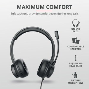 Auriculares Trust HS-200 Cableado De Diadema Estéreo - Biauricular - Supra-aural - 20 Hz a 20 kHz - 180 cm Cable - Omni Di