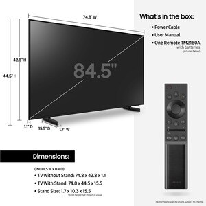 Samsung | 85" | AU8000 | Crystal UHD | Smart TV | UN85AU8000FXZA | 2021 - Quantum Dot LED Backlight - Bixby, Alexa, Google