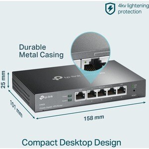 TP-Link Omada ER605 Ethernet Drahtlos Router - 4 x Netzwerk-Anschluss - 1 x Breitband-Anschluss - Gigabit-Ethernet - VPN u