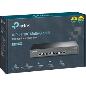 TP-Link TL-SX1008 - 8 Port 10G/Multi-Gig Unmanaged Ethernet Switch - Desktop/Rackmount - Plug & Play - Sturdy Metal Casing