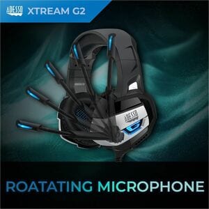 Adesso Xtream G2 Wired Over-the-head Stereo Gaming Headset - Black - Binaural - Circumaural - 16 Ohm - 20 Hz to 20 kHz - 2
