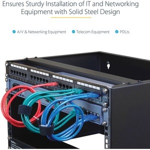 StarTech.com 4U Wall Mount Rack, 14in Deep, 19 inch Wall Mount Network Rack, Wall Mounting Patch Panel Bracket for Switch/