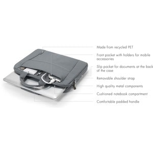 Dicota Eco Tasche für 27,9 cm (11 Zoll) bis 31,8 cm (12,5 Zoll) Notebook - Grau - 300D Polyethylene Terephthalate (PET) Kö