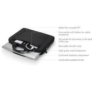 Dicota Eco Tasche für 33 cm (13 Zoll) bis 35,8 cm (14,1 Zoll) Notebook - Schwarz - 300D Polyethylene Terephthalate (PET) K