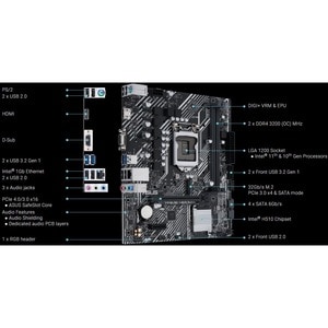Asus Prime H510M-K Desktop Motherboard - Intel H510 Chipset - Socket LGA-1200 - Micro ATX - Pentium Gold, Celeron, Core i5