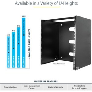 StarTech.com Wandhalterung für Rack, Patchfeld, Switch, Netzwerk-Ausrüstung - Schwarz - max. 20,05 kg Traglast - Stahl - 1