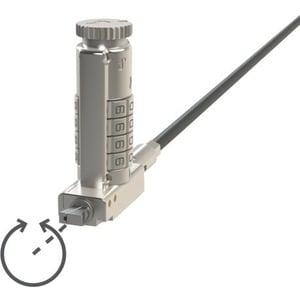 Noble Cable Lock For Notebook - TAA Compliant - 1.80 m Cable - Resettable - 4-digit - Combination Lock - Silver - PVC Coat