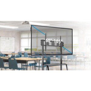 V7 TVCART3 Display-Wagen - 2 Regal - 150 kg Belastbarkeit - 4 Rollen - Stahl - 1,2 m Länge x 675,6 mm Breite x 1849,1 mm H