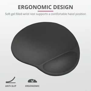 Trust Bigfoot Mauspad - 19 mm x 292 mm x 322 mm Abmessung - Schwarz - Gel, MicroFiber - Rutschfest, Rutschfest
