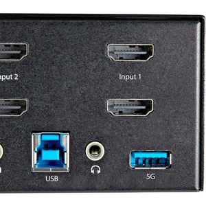 StarTech.com 2 Port Dual Monitor HDMI KVM Switch, 4K 60Hz HDMI 2.0 UHD HDR, 2 Port USB 3.0 Hub, 4x USB HID, Audio, Hotkey 