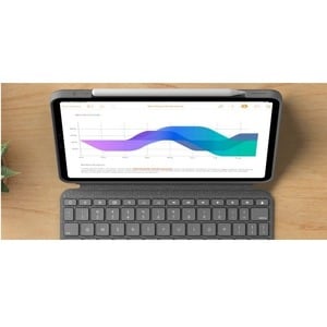 Logitech Combo Touch Keyboard/Cover Case for 32.8 cm (12.9") Apple, Logitech iPad Pro (5th Generation) Tablet - Oxford Gra