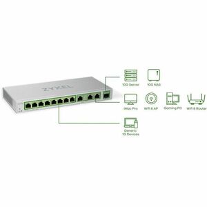 Zyxel 12-Port Multi-Gigabit Ethernet Web Managed Switch | 3 x 10G | 1 x 10G SFP+ Fiber | 8 x GbE Ports | Plug & Play | Des