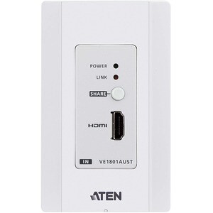 ATEN HDMI HDBaseT-Lite Transmitter with US Wall Plate / PoH - 1 Input Device - 229.66 ft Range - 1 x Network (RJ-45) - 1 x