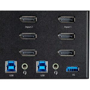 StarTech.com 2 Port Triple Monitor DisplayPort KVM Switch 4K 60Hz UHD HDR, DP 1.2 KVM Switch, 2-Pt USB 3.0 Hub, 4x USB HID