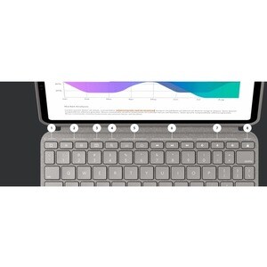 Logitech Combo Touch Keyboard/Cover Case for 32.8 cm (12.9") Apple iPad Pro (5th Generation) Tablet - Sand - Scrape Resist