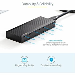StarTech.com Drive Enclosure - USB 3.2 (Gen 2) Type C Host Interface - UASP Support External - Black - 1 x Total Bay - Alu