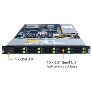 Gigabyte R152-Z33 Barebone-System - 1U Rackmount - 1 x Prozessor-Support - AMD Chip - 128 GB DDR4 SDRAM DDR4-3200/PC4-2560