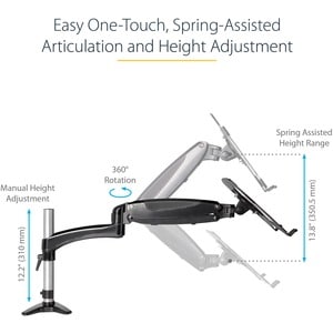 StarTech.com Mounting Arm for Notebook, Monitor - Black - Height Adjustable - 1 Display(s) Supported - 86.4 cm (34") Scree