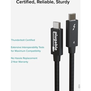 Plugable Thunderbolt 4 Data Transfer Cable - 3.3 ft Thunderbolt 4 Data Transfer Cable for Computer, Peripheral Device, Not