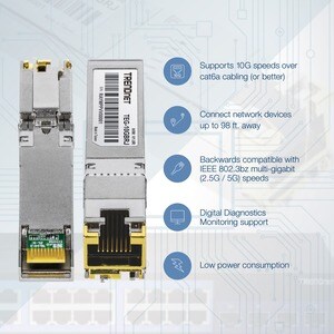 TRENDnet TEG-10GBRJ SFP+ - 1 x RJ-45 10GBase-T Network LAN - For Data Networking - Twisted Pair10 Gigabit Ethernet - 10GBa