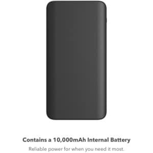 mophie power boost 10K mAh Portable battery USB-A and USB-C inputs - Black - For iPhone, Smartphone, Earbud, Tablet, USB T