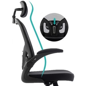Fauteuil à bascule Urban Factory Ergo Haut - 5 branches Fond - Noir - Tissu, Caoutchouc, Plastique - Accoudoir