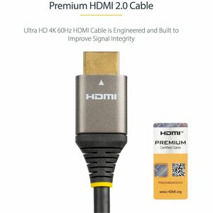 StarTech.com 3ft (1m) Premium Certified HDMI 2.0 Cable, High Speed Ultra HD 4K 60Hz HDMI Cable with Ethernet, HDR10, UHD H