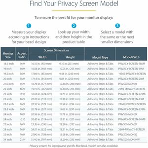 StarTech.com Monitor Privacy Screen for 22" Display - Widescreen Computer Monitor Security Filter - Blue Light Reducing Sc