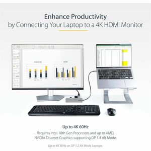 StarTech.com USB C Multiport Adapter, USB-C to 4K 60Hz HDMI 2.0, 100W PD Pass-through, SD, USB, GbE, USB Type-C Mini Dock,