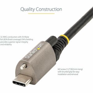 StarTech.com 20in 50cm Top Single Screw Locking USB C Cable 10Gbps, USB 3.1 Type-C Cable, 5A/100W PD, DP Alt Mode, USB-C t