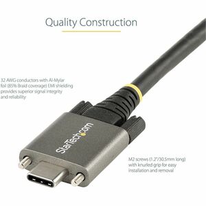 StarTech.com 3ft 1m Side Screw Locking USB C Cable 10Gbps, USB 3.1 Type-C Cable, 5A/100W PD, DP Alt Mode, Dual Screw Lock 