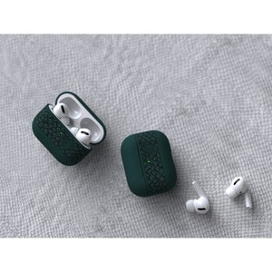 Njord SL14082 Carrying Case Apple AirPods Pro - Green - Acrylonitrile Butadiene Styrene (ABS), Salmon Leather Body - 30 mm