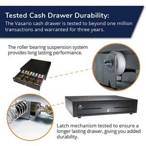 apg Genesis 1616 Cash Drawer - 4 Bill - 8 Coin - 2 Media Slot - Aço inoxidável, Plástico - Preto - 109.2 mm Altura x 411.5