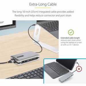 StarTech.com USB C Multiport Adapter, USB C auf 4K 60Hz HDMI 2.0 Dockingstation, 2-Port 10Gbit/s USB Hub, 100W PD, SD/Micr