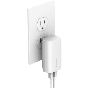 Belkin 37W Portable Dual Port USB-C Wall Charger - 1xUSB-A (12W), 1xUSB-C (30W) - Fast Charging - Power Adapter - White -