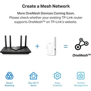 TP-Link RE600X - WiFi 6 Extender - Internet Booster - Covers up to 1500 sq.ft and 30 Devices - AX1800 Dual Band Wireless S