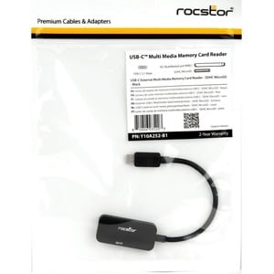 Rocstor Premium USB-C Multi Media Memory Card Reader - 2-in-1 - 104 MB/s - microSDHC, SDHC, SD, MultiMediaCard (MMC), micr