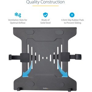 StarTech.com Mounting Tray for Notebook - Black - Height Adjustable - 23.9 cm to 41.9 cm (16.5") Screen Support - 4.50 kg 