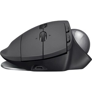 Logitech MX ERGO 鼠标 - 蓝牙/射频 - 光学 - 6 可编程按钮 - 石墨色 - 无线 - 可充电 - 4000 dpi - 轨迹球 - 右旋转