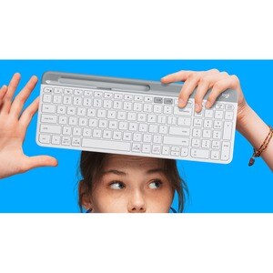 Logitech K580 键盘 - 无线 连接 - 英文（美国） - 白 - Bluetooth/RF - 10 m - 2.40 GHz - 手机, 台式计算机 - PC, Mac - AAA 支持的电池尺寸