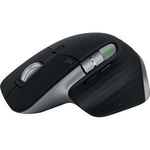 Logitech MX Master 3 实际大小 鼠标 - 蓝牙 - C型 USB - 暗视野 - 7 按钮 - 太空灰 - 无线 - 可充电 - 4000 dpi - 滚轮