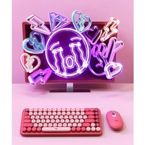 Logitech POP Keys 键盘 - 无线 连接 - 机械 按键开关 - 蓝牙 - 5.1 - 10 m - 铬操作系统 - 计算机, 平板, 智能电话, iPad - PC, Mac - AAA 支持的电池尺寸