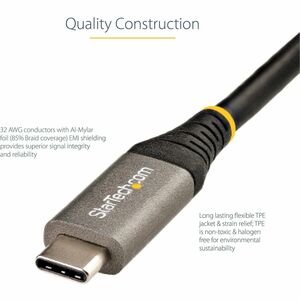 StarTech.com 20" 50cm USB C Cable 10Gbps, USB 3.1 Type-C Cable, 5A/100W, DP Alt Mode, USB-C Cord for USB-C Laptop/Phone/De