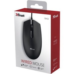 Trust Basi Maus - USB 2.0 - Optisch - 3 Taste(n) - Schwarz - Kabel - 1200 dpi Auflösung - Scroll-Rad - Symmetrisch