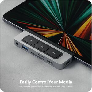 Hyper 6-in-1 USB-C Media Hub - Memory Card Reader - SD, microSD - 60 W - USB Type C - 4K - 3840 x 2160 - USB Type-A - USB 