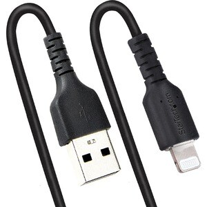 StarTech.com 50cm/20in USB to Lightning Cable, MFi Certified, Coiled iPhone Charger Cable, Black, Durable TPE Jacket Arami